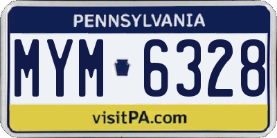 PA license plate MYM6328