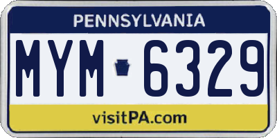 PA license plate MYM6329