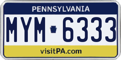 PA license plate MYM6333