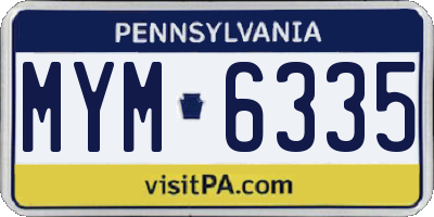 PA license plate MYM6335