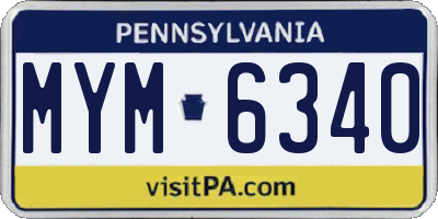 PA license plate MYM6340