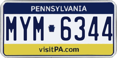 PA license plate MYM6344
