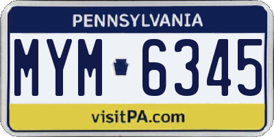 PA license plate MYM6345