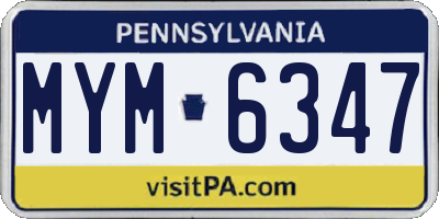 PA license plate MYM6347