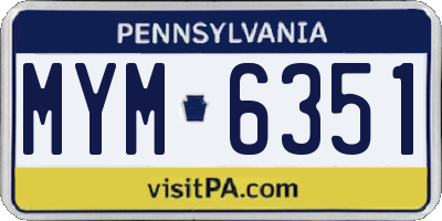 PA license plate MYM6351