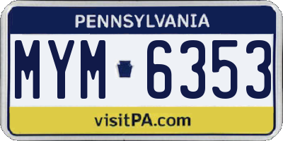 PA license plate MYM6353
