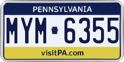 PA license plate MYM6355