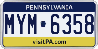 PA license plate MYM6358