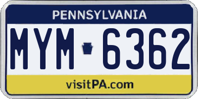 PA license plate MYM6362