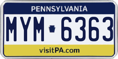PA license plate MYM6363