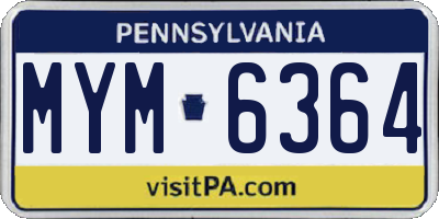 PA license plate MYM6364