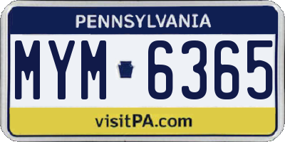 PA license plate MYM6365
