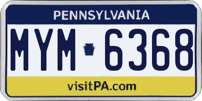 PA license plate MYM6368