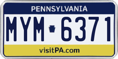 PA license plate MYM6371