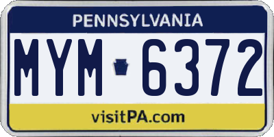 PA license plate MYM6372