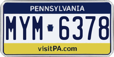 PA license plate MYM6378
