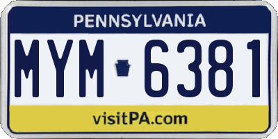PA license plate MYM6381