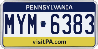 PA license plate MYM6383