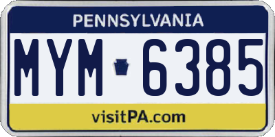 PA license plate MYM6385