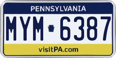 PA license plate MYM6387
