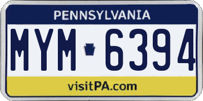 PA license plate MYM6394