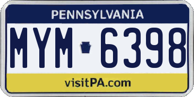 PA license plate MYM6398