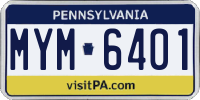 PA license plate MYM6401
