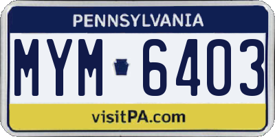 PA license plate MYM6403