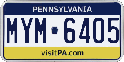 PA license plate MYM6405