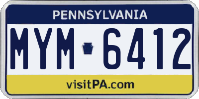 PA license plate MYM6412