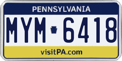 PA license plate MYM6418
