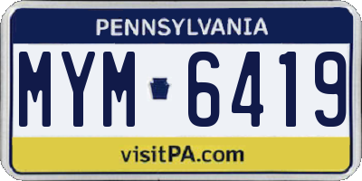 PA license plate MYM6419
