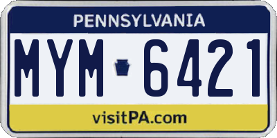 PA license plate MYM6421