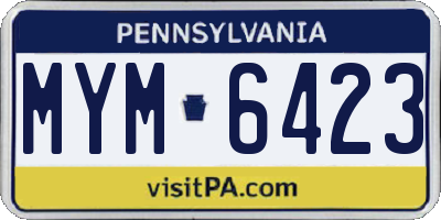 PA license plate MYM6423