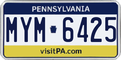 PA license plate MYM6425