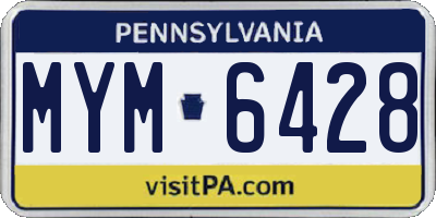 PA license plate MYM6428