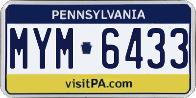 PA license plate MYM6433