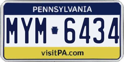 PA license plate MYM6434