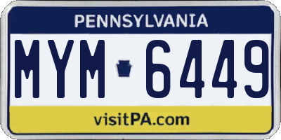 PA license plate MYM6449