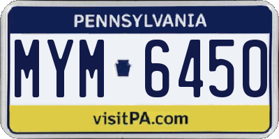 PA license plate MYM6450