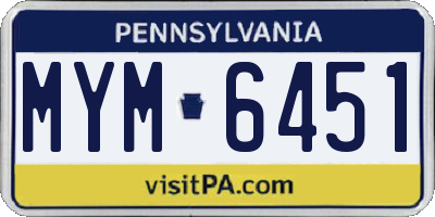 PA license plate MYM6451