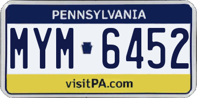PA license plate MYM6452