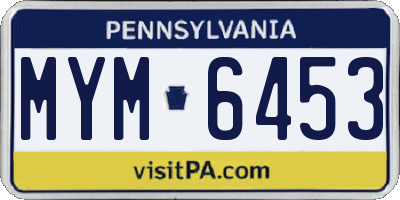 PA license plate MYM6453