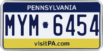 PA license plate MYM6454