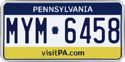 PA license plate MYM6458