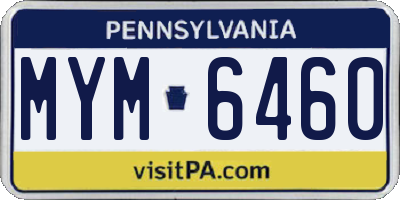 PA license plate MYM6460