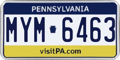 PA license plate MYM6463