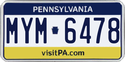 PA license plate MYM6478