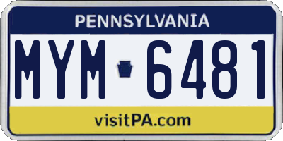 PA license plate MYM6481