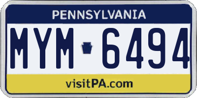 PA license plate MYM6494